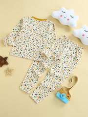 Baby Girls Pajamas Family Outfit Print Round Neck Long Sleeve Top & Pants Set