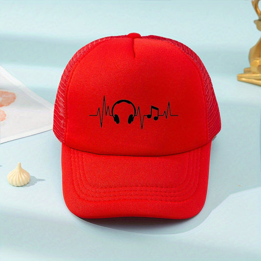 Kids Mesh Headphones Print Baseball Cap Sunshade Cap For Boys