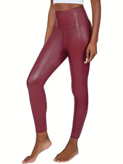 PU Leather High Waist Leggings Women's Clothing