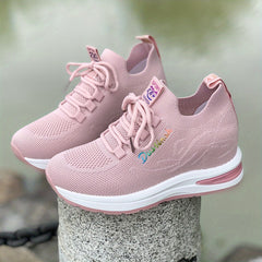 Women's Breathable Woven Sneakers Casual Platform Shoes