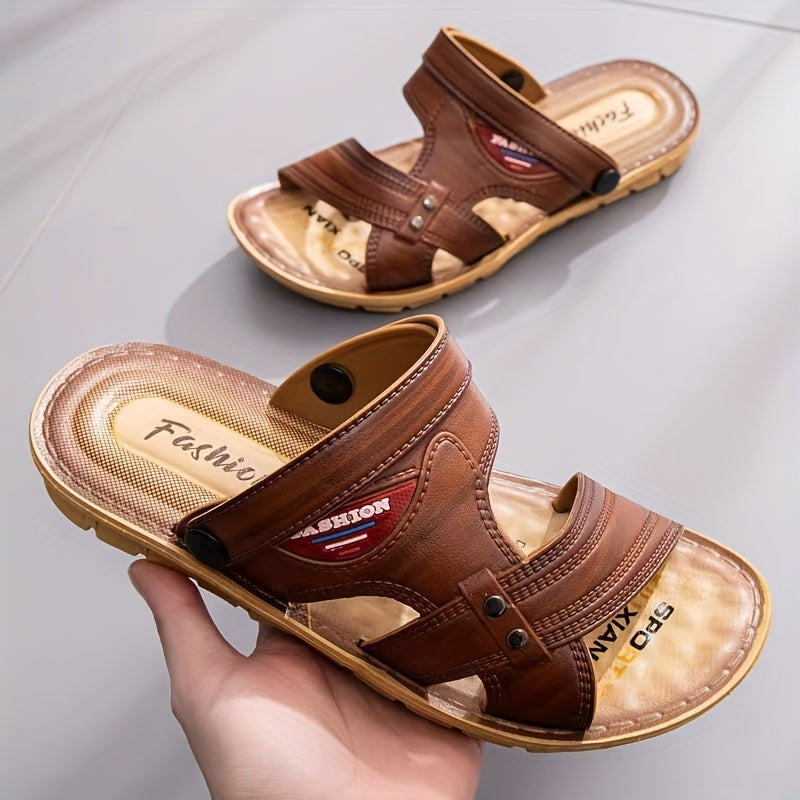 Men's Letter Print Sandals Lightweight Anti-skid Outdoor Beach Holiday Party