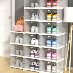 6pcs Foldable Shoe Storage Box Portable Stackable Shelf for Closet Bed