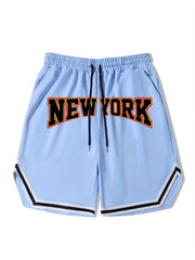 Men's Streetwear Shorts York Graphic Drawstring Stretchy Short Pants