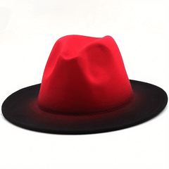 Gradient Wide Brim Fedora Hat For Sunshade