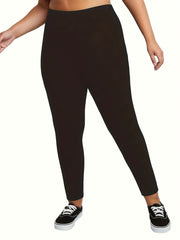 Casual Leggings Women's Plus Solid Elastic High Rise Leggings