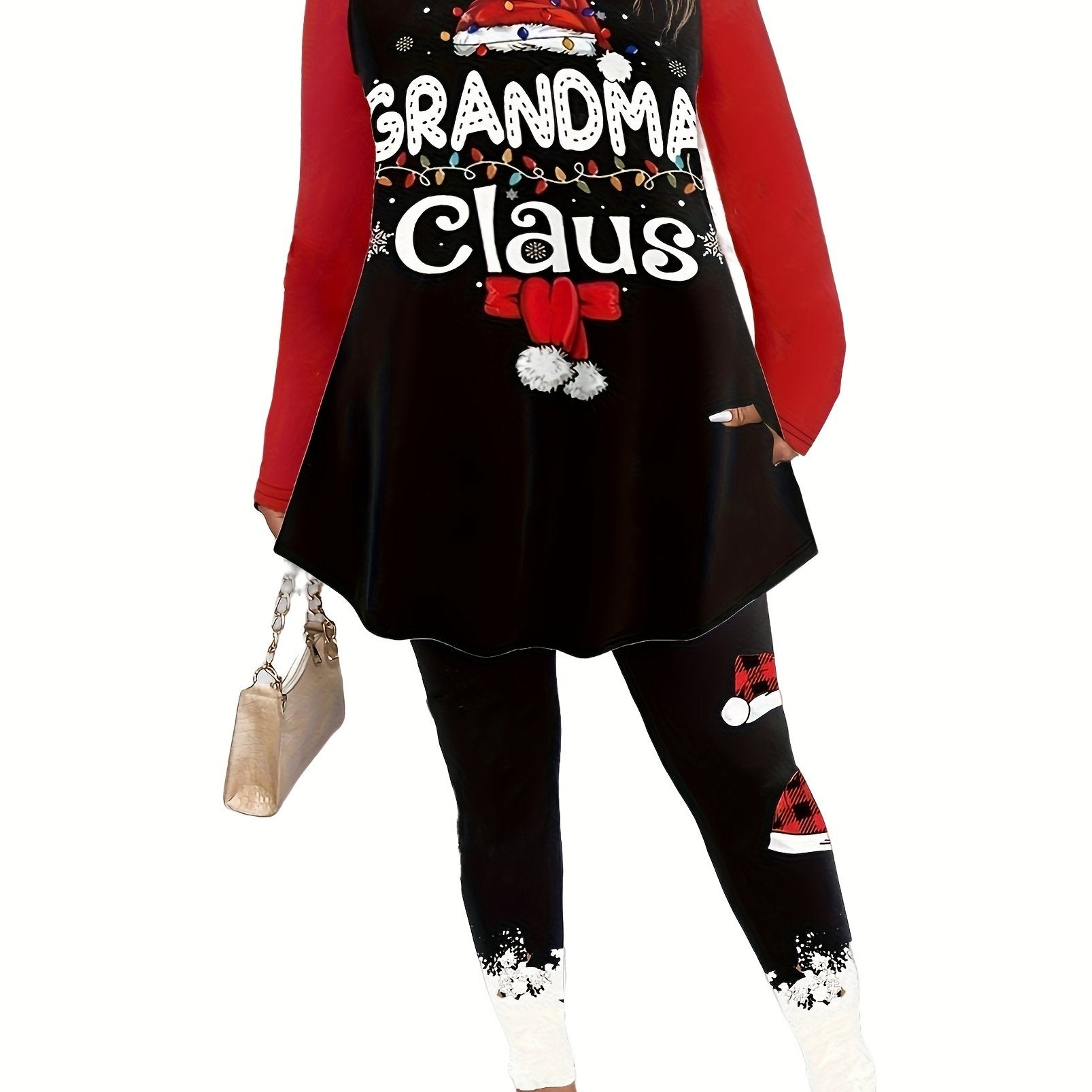 Christmas Casual Outfit Set Women's Plus Tee & Leggings Set
