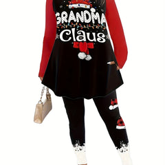 Christmas Casual Outfit Set Women's Plus Tee & Leggings Set