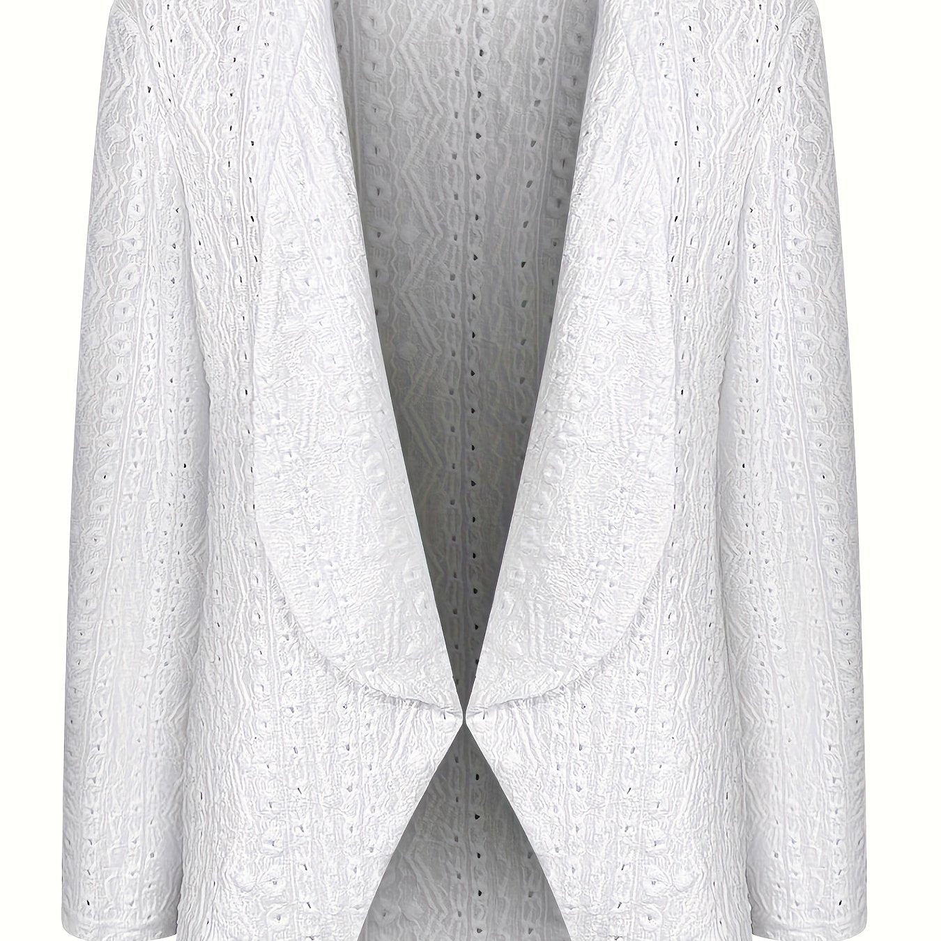 Eyelet Open Front Blazer Casual Lapel Long Sleeve Outwear