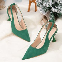 Women's Suede Stiletto Heeled Slingback Pumps