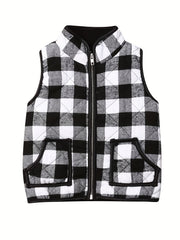 Toddler Girls Christmas Plaid Vest Jacket Coat Winter Warm Clothes