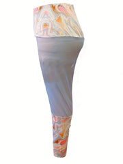Colorblock Marble Print Tummy Control High Rise Leggings