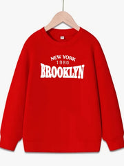 Girls Crew Neck Brooklyn Long Sleeve Sweatshirt Top Pullovers