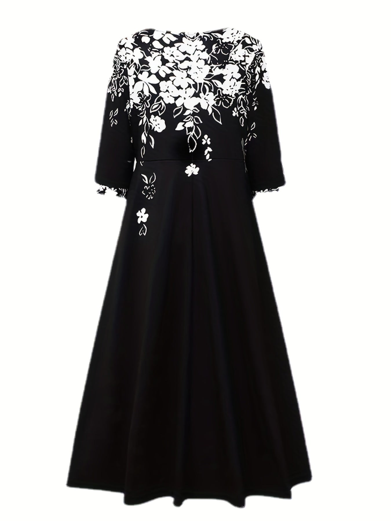 Floral Print Notched Neck Midi Dress Women's Clothing