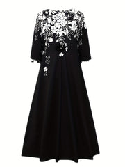 Floral Print Notched Neck Midi Dress Women's Clothing