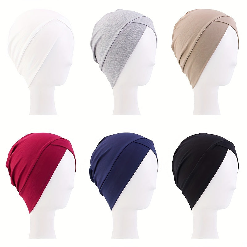 Forehead Cross Turban Cap Inner Solid Head Wrap Bandana