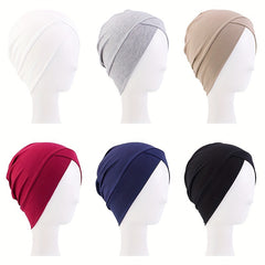 Forehead Cross Turban Cap Inner Solid Head Wrap Bandana