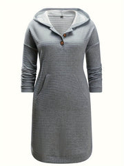 Waffle Hooded Sweatshirt Dress
