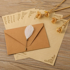Vintage Stationery Set: 6 Burlap Envelopes & 10 Writing Papers