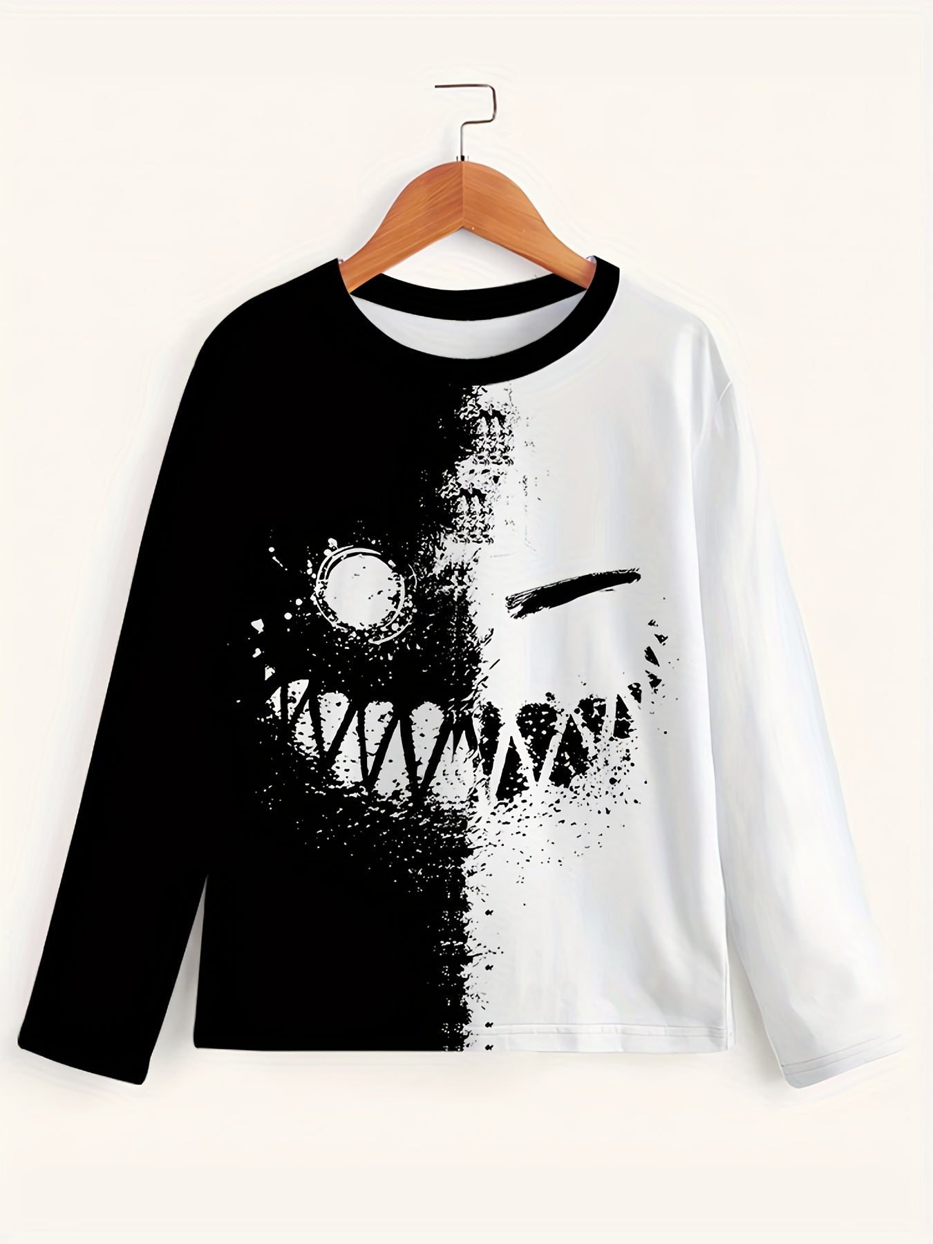 Men's Grimace Print Long Sleeve Novelty T-Shirt for Autumn
