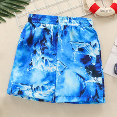 Boys Dolphin Print Shorts for Vacation Beach Kids Summer