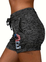 Love Print Drawstring Shorts for Women