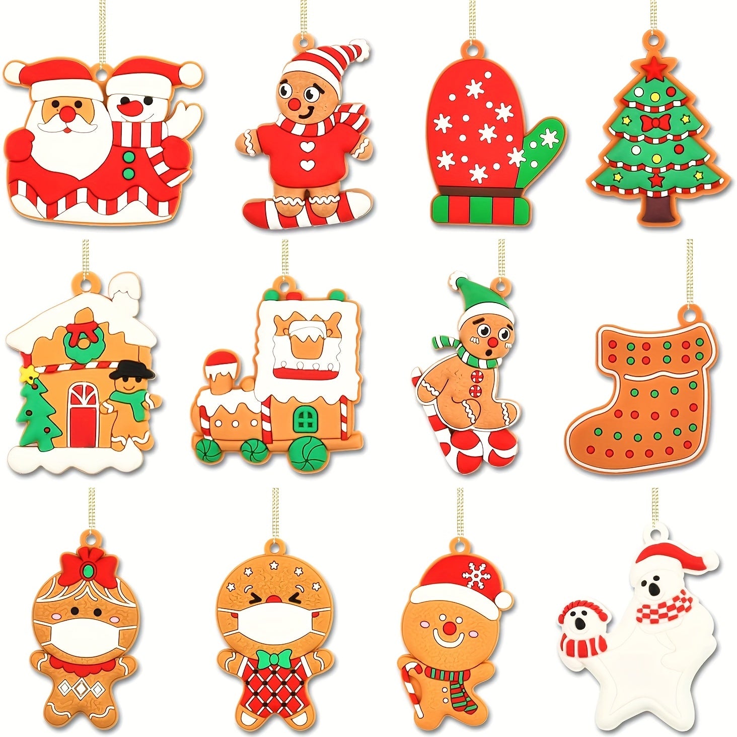 12 Gingerbread Man Christmas Decorations Tree Hanging Ornaments Figurine