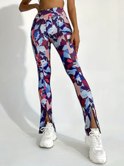 Geometric Pattern High Waist Split Yoga Bootcut Leggings