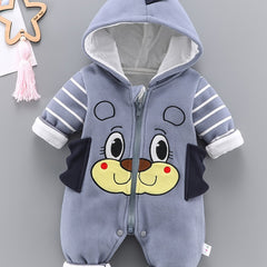 Baby Boys 3D Cartoon Jumpsuit Cotton Hooded Outerwear