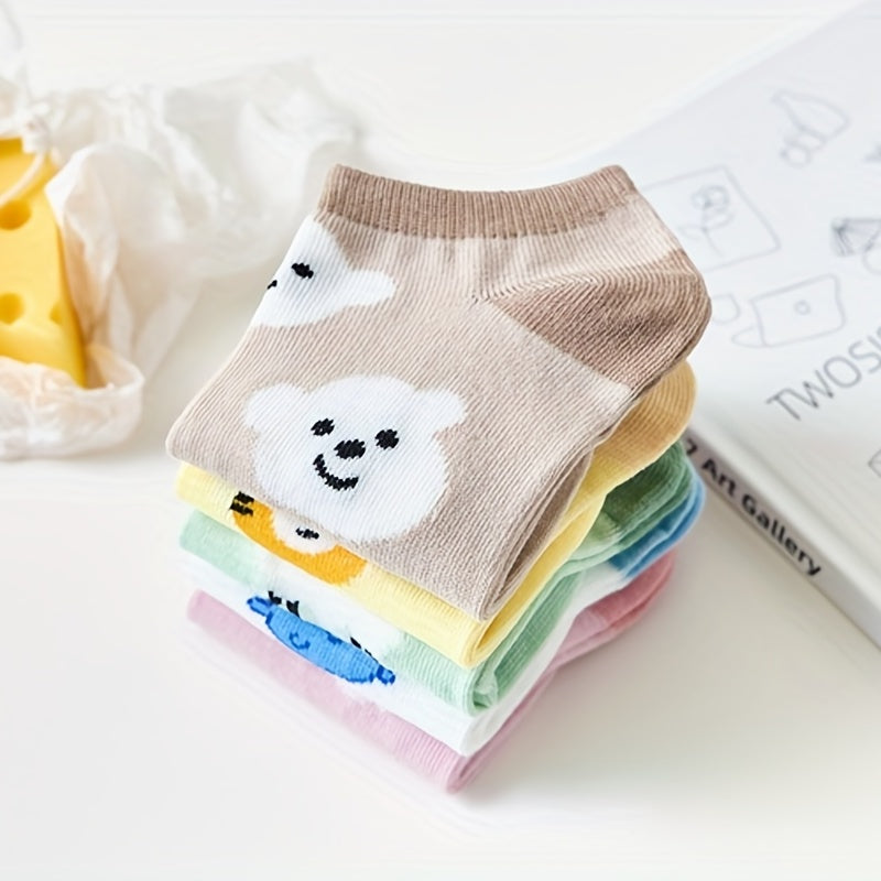 5 Pairs Girls Colorful Animals Ankle Socks for Kids