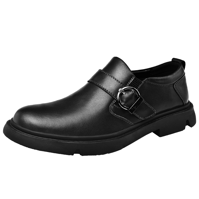 Men's Slip on Shoes With Buckle Casual PU Leather Walking Shoes