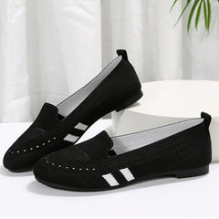Women's Knitted Slip On Flats Comfortable Walking Shoes