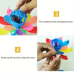Double Layer Rotating Lotus Candle Birthday Cake Candle