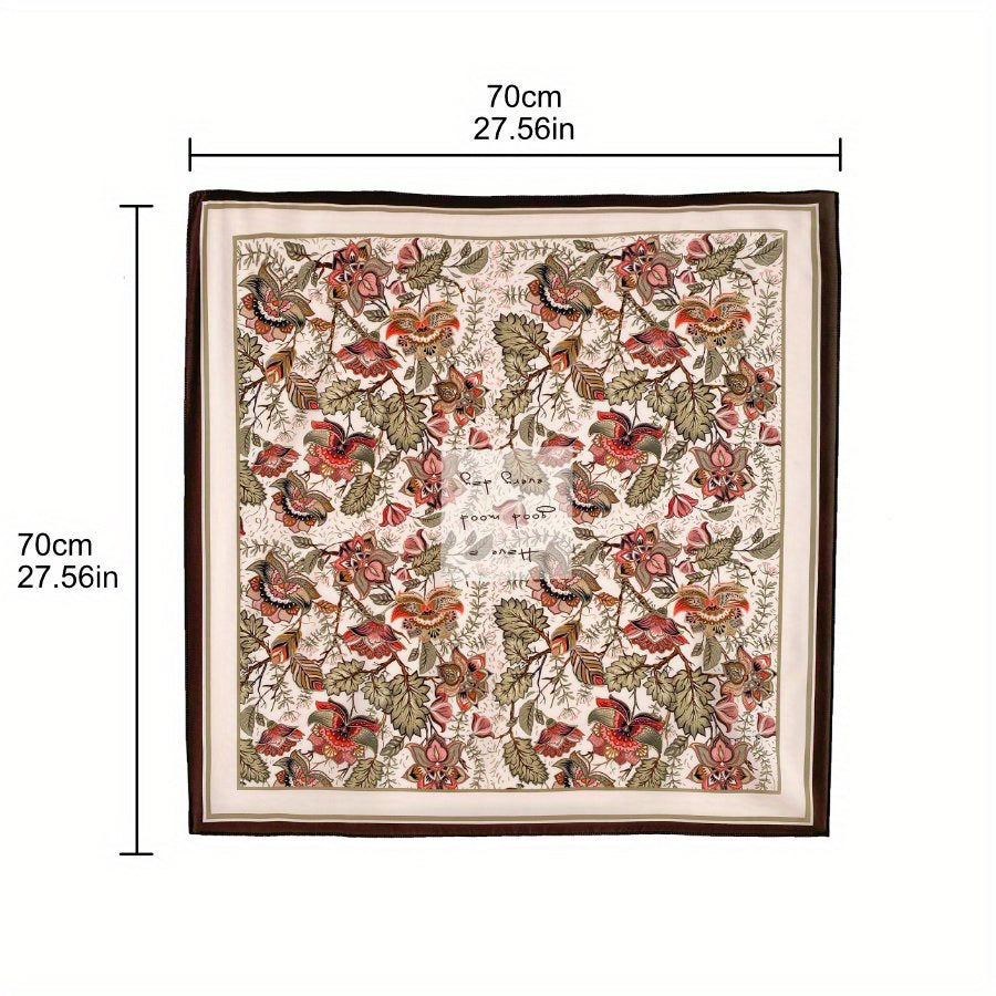 Flower Animal Print Bandana Shawl Satin Scarf Neckerchief Head Wrap