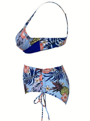 Sexy Bikini Set Women's Tropical Print Swimsuit Two Piece Set