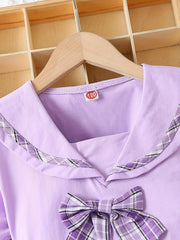 Girl's 2pcs Shirt & Skirts Set Uniform Preppy Style Casual Outfits