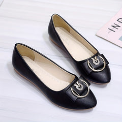 Women's Bowknot Rhinestone Flat Shoes Pointed Toe Slip On Soft Sole Flats