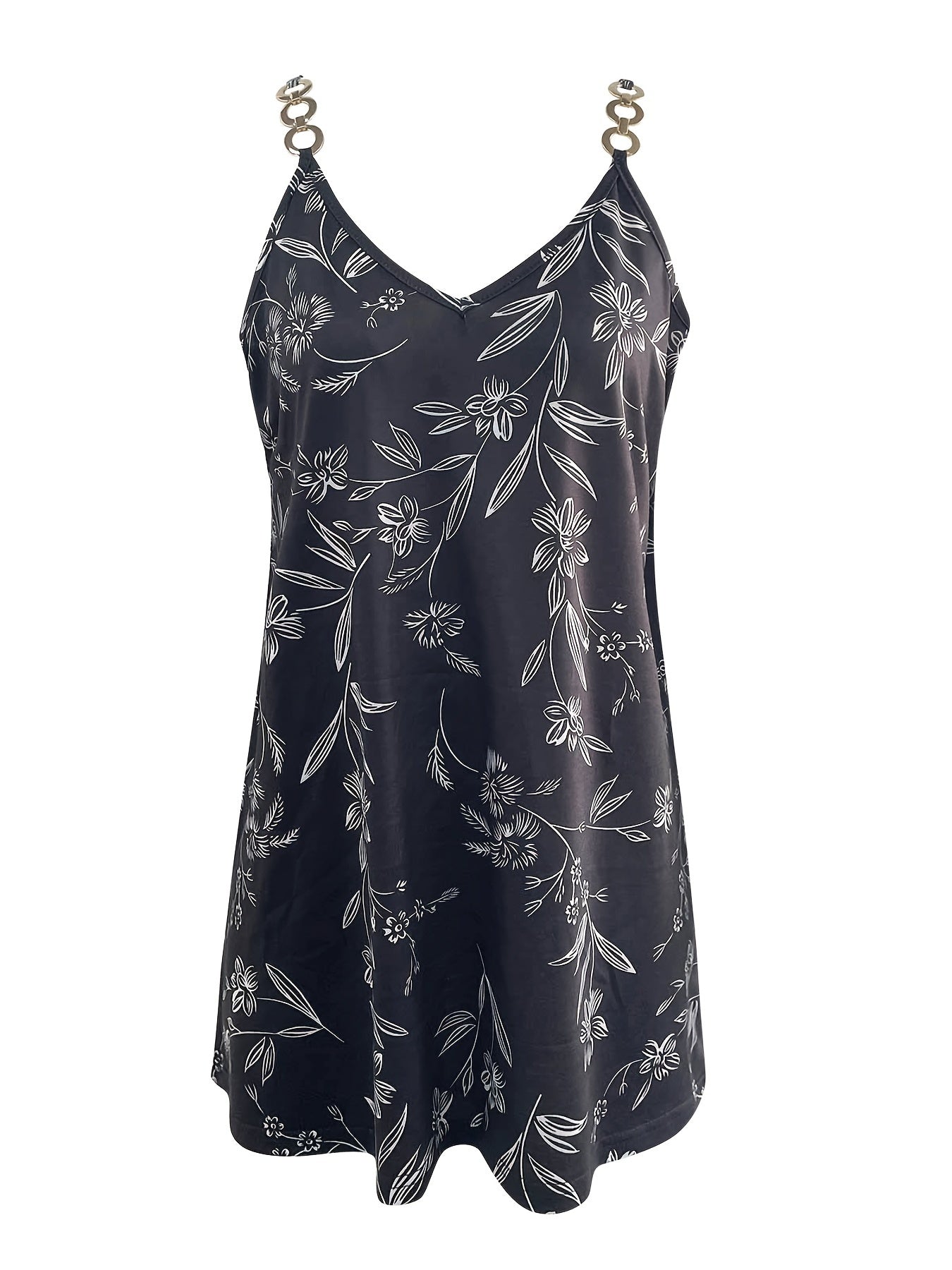 Floral Print Metal Strip Cami Top