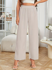 Wide Leg Casual Pants for Women Elastic Waist