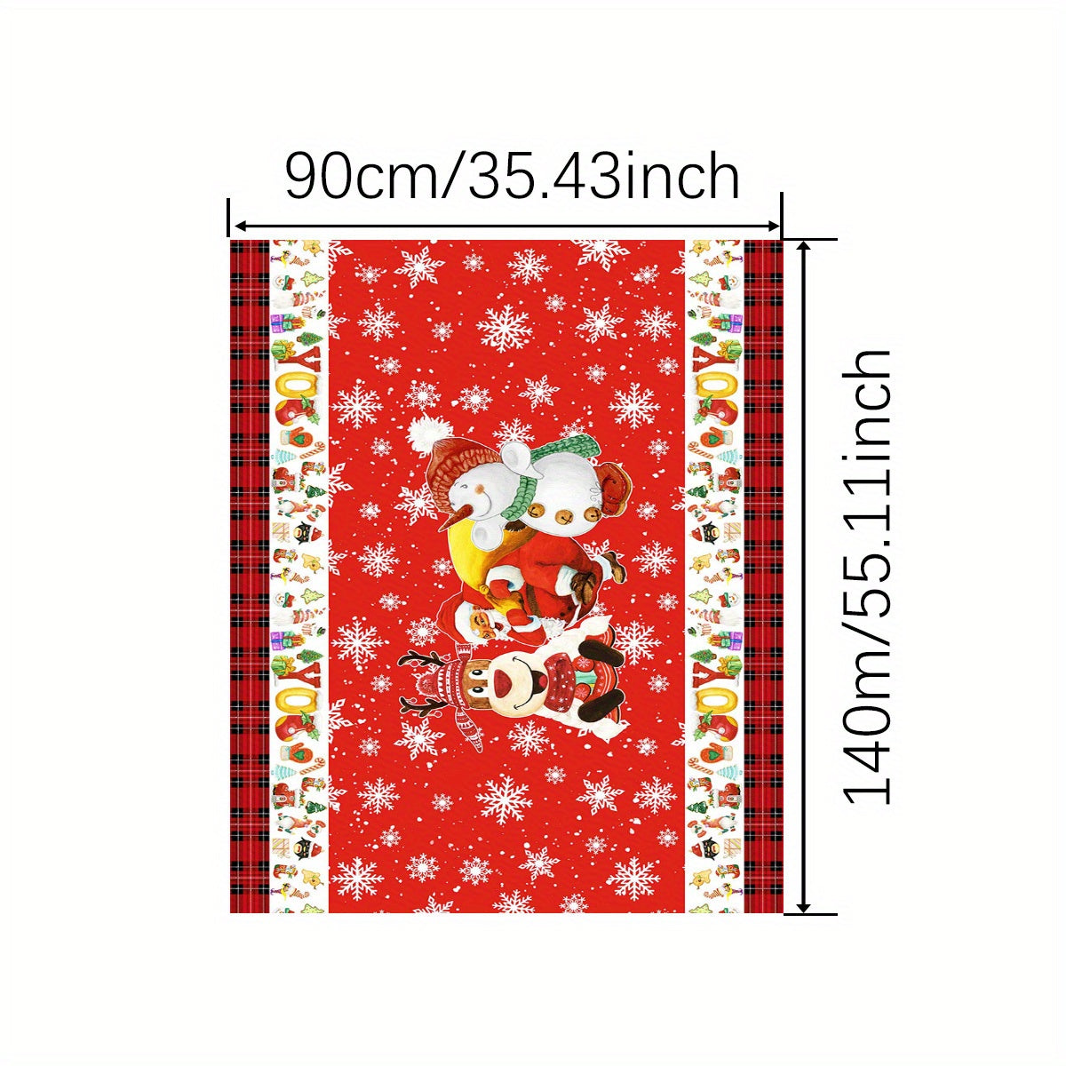 Polyester Tablecloth Merry Christmas Snowflake Deer Snowman Pattern