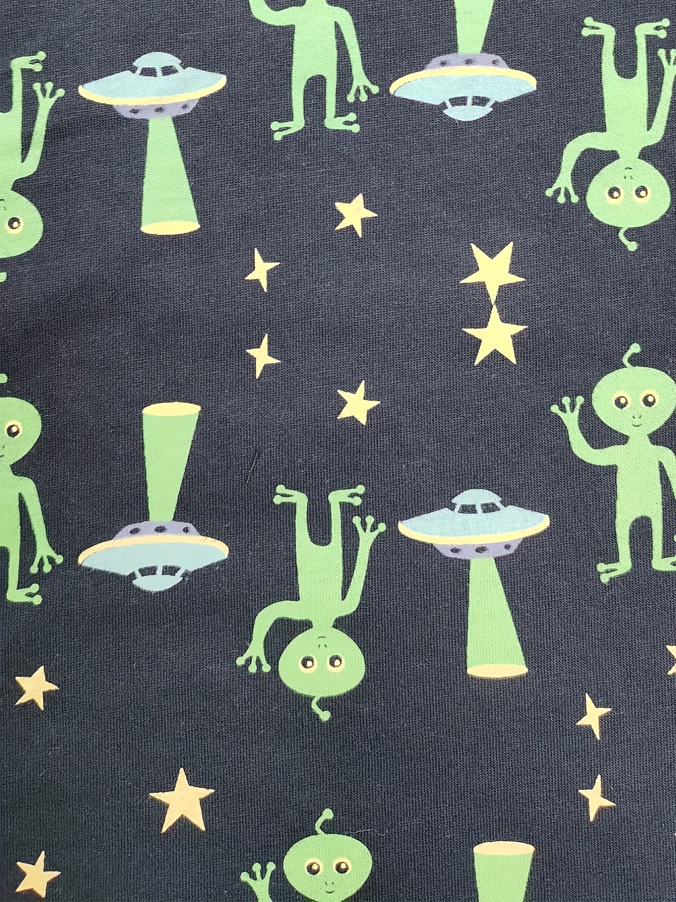 Toddler Boys Alien Embroidered Pajama Set Long Sleeve Top & Pants Sleepwear