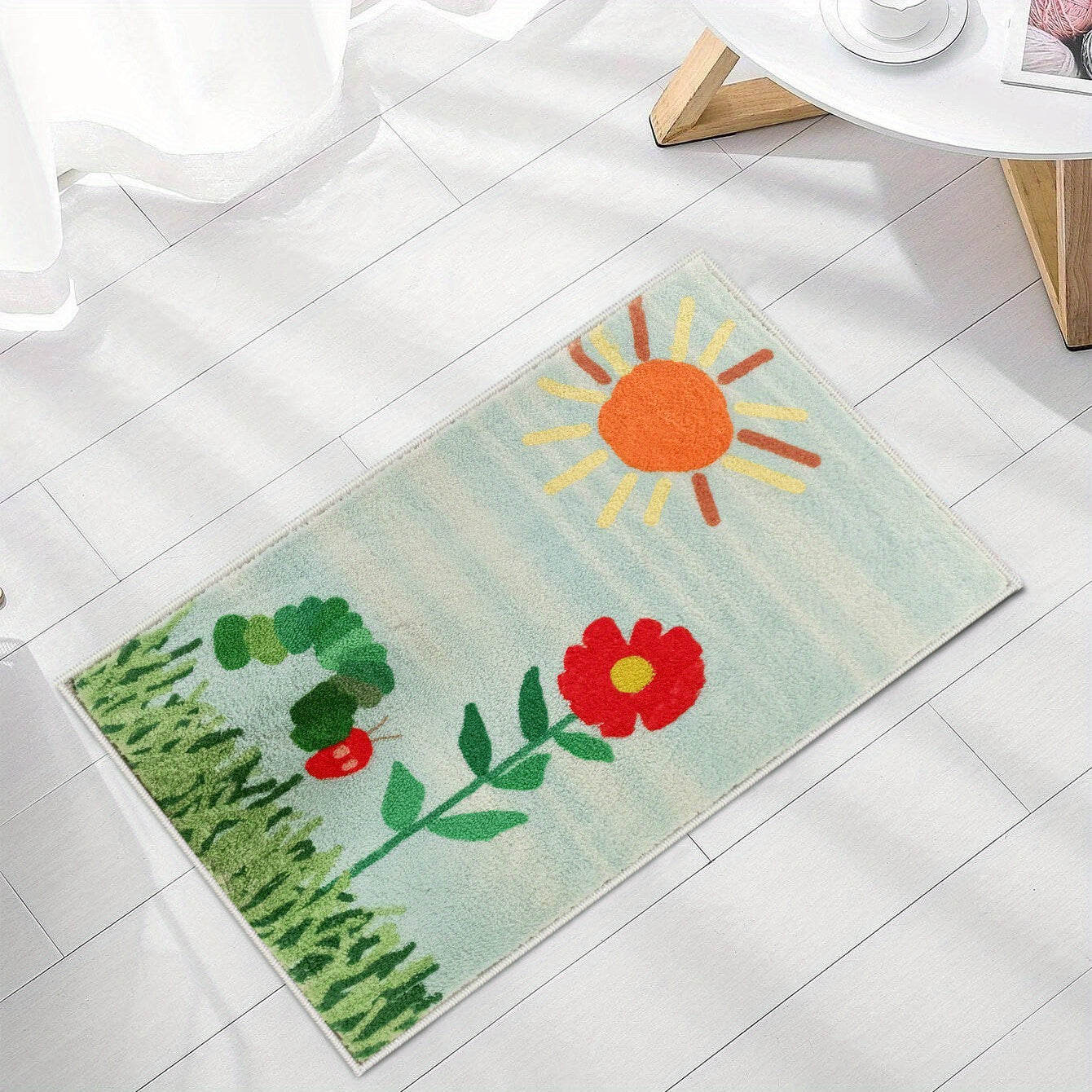 1pc Flower Area Rug Indoor Bedroom Non-slip Home Decor