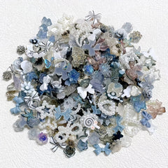 30pcs Gray Mix Fairy Glitter Sequins & Flower Pearl Bow for Resin Fillers
