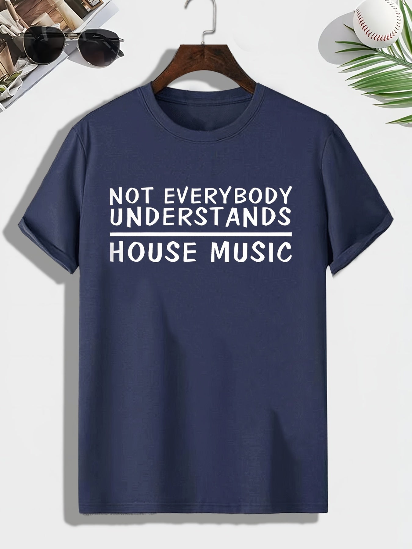 Men's House Music Print T shirt Comfy Crew Neck Tee For Outdoor