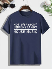 Men's House Music Print T shirt Comfy Crew Neck Tee For Outdoor