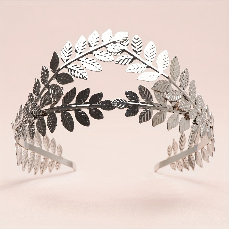 Bride Silvery Leaf Headband Vintage Hair Accessories