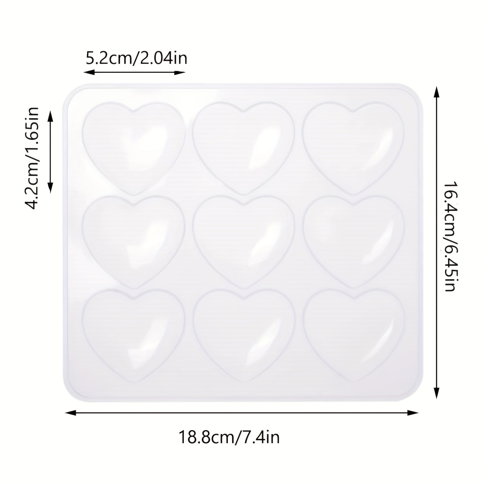 9 Hole Heart Resin Mold Silicone Charm Mold for DIY Keychain Pendant