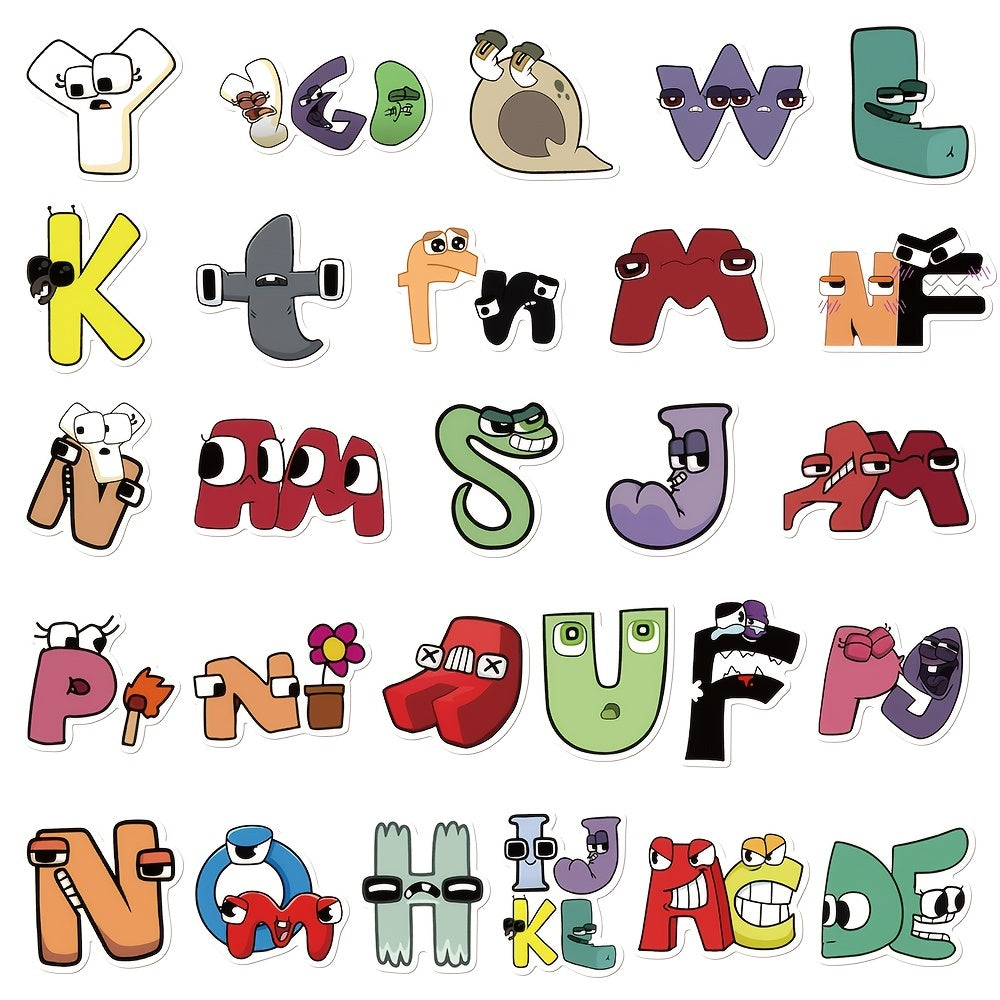 52pcs Cartoon Alphabet Lore Stickers Waterproof Decoration