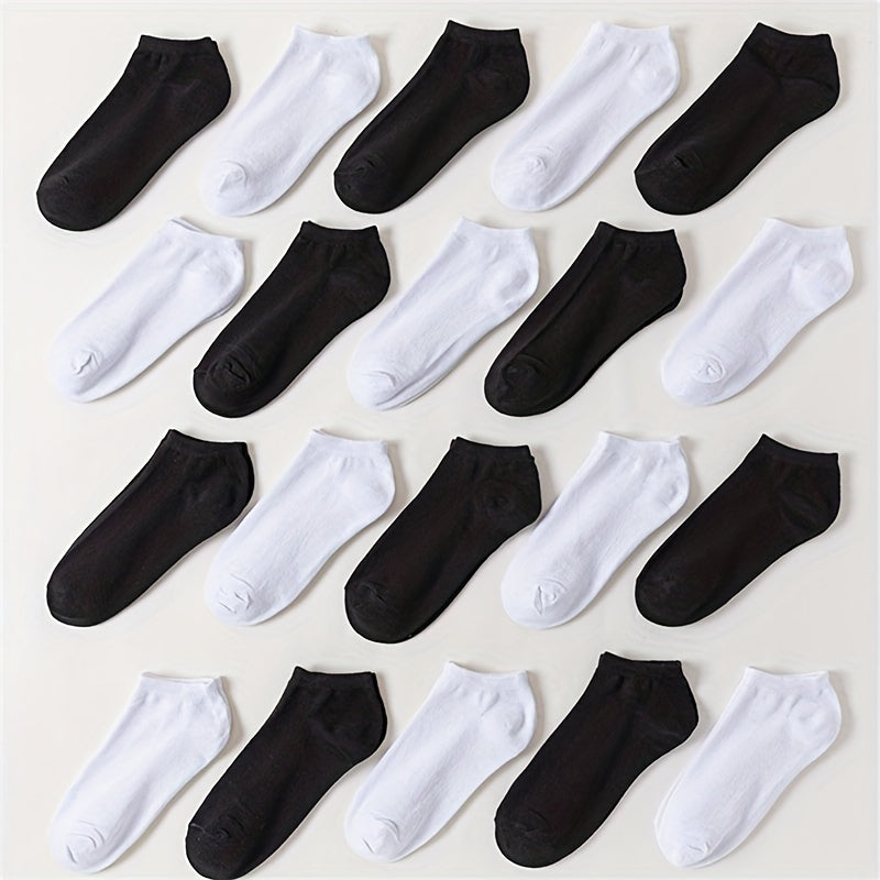 20 Pairs Solid Ankle Socks Comfy & Breathable Women's Stockings