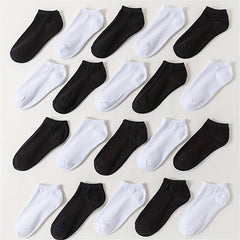 20 Pairs Solid Ankle Socks Comfy & Breathable Women's Stockings
