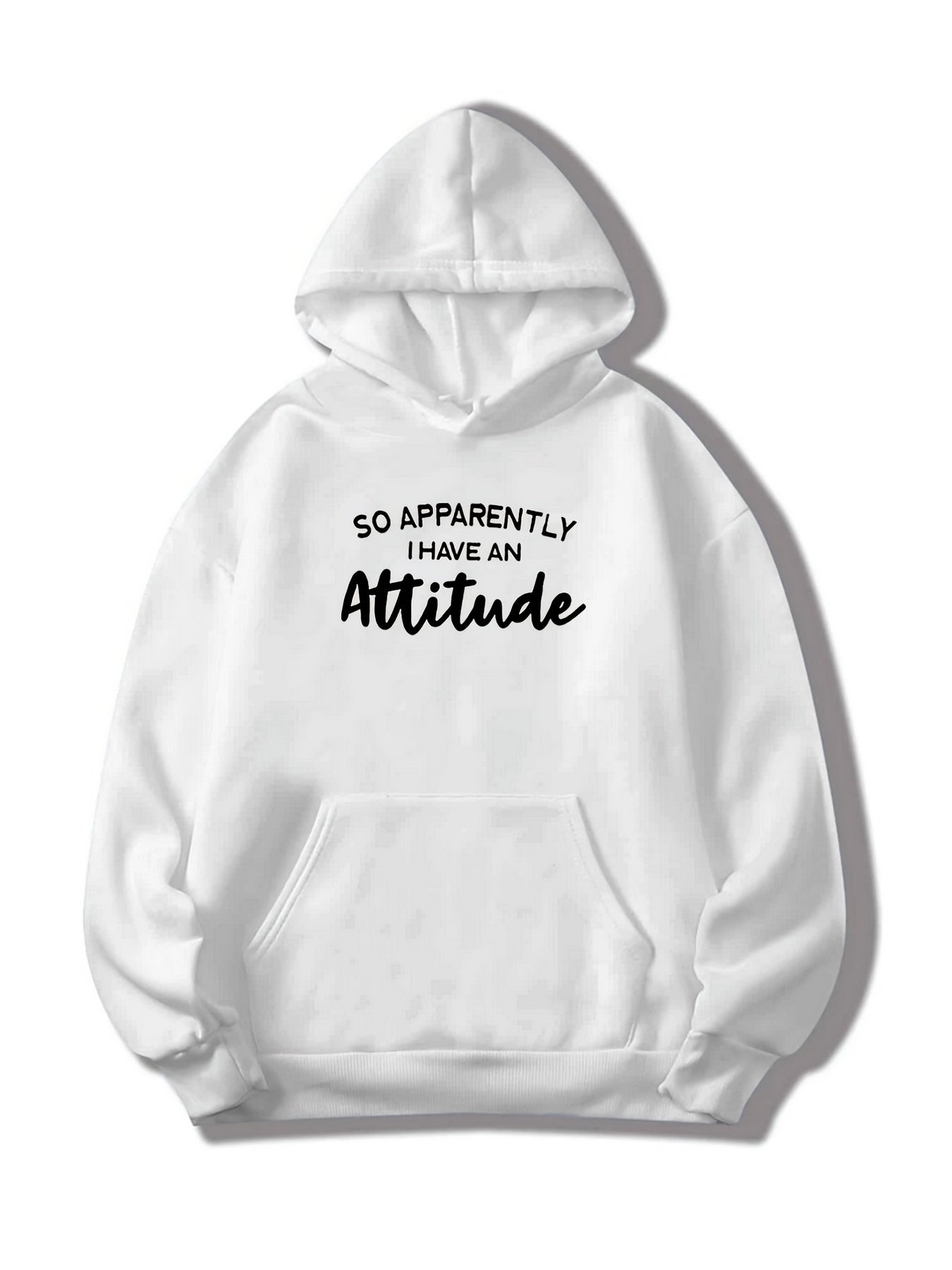 Attitude Print Hoodie with Kangaroo Pocket for Women